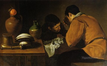  diego Pintura al %C3%B3leo - Dos jóvenes en una mesa Diego Velázquez